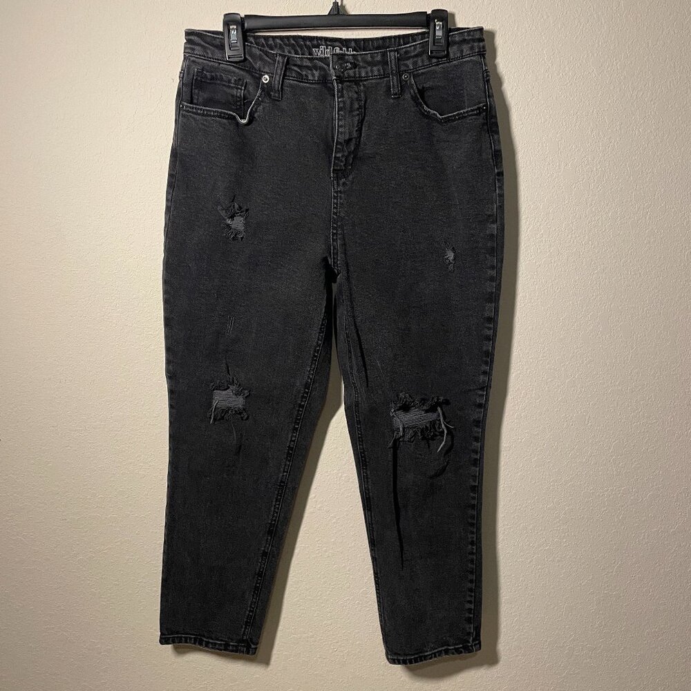 Women's High Rise Straight Jeans Black Wash Wild Fable Size 12, 90s Vintage Vibe